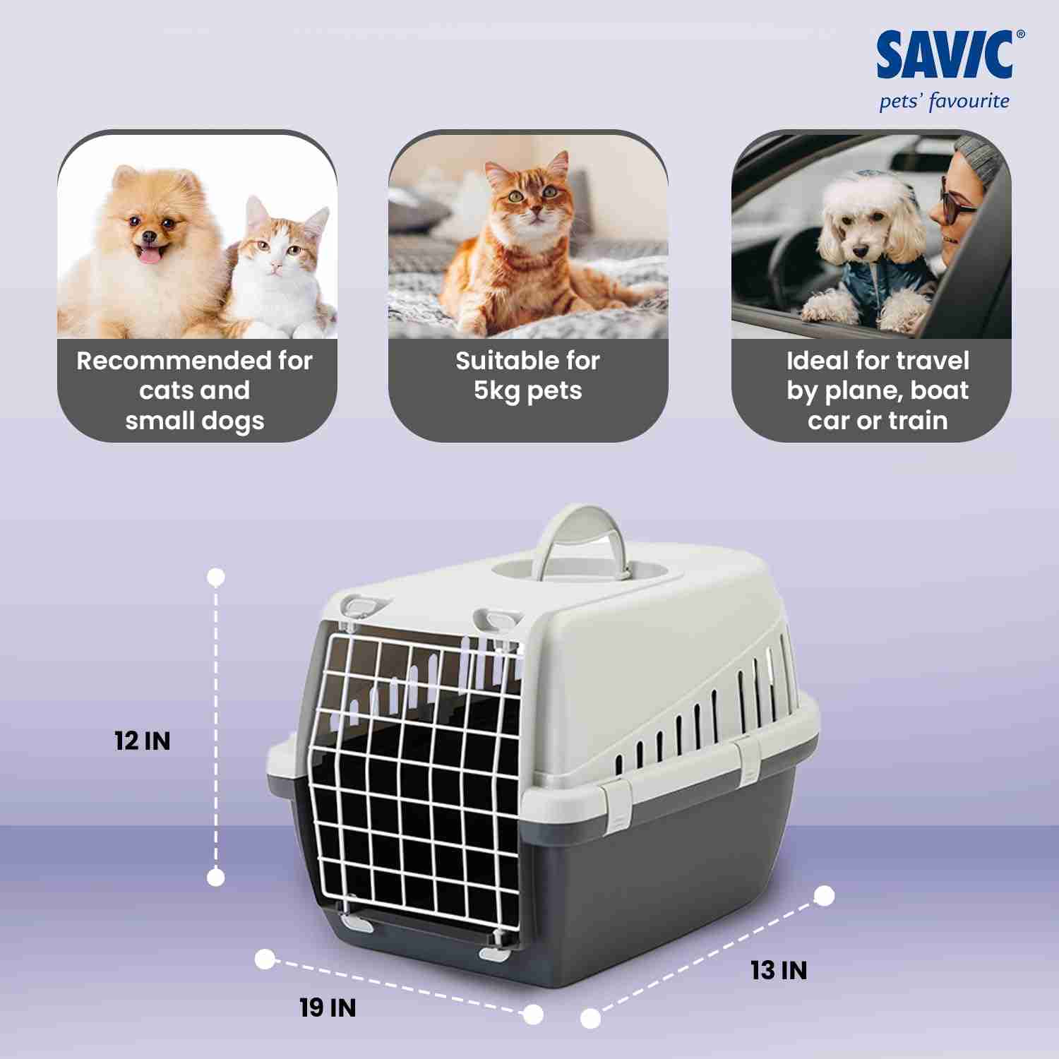 Savic Zephos 2 Pet Carrier, 22 x 15 x 13 inch, Grey