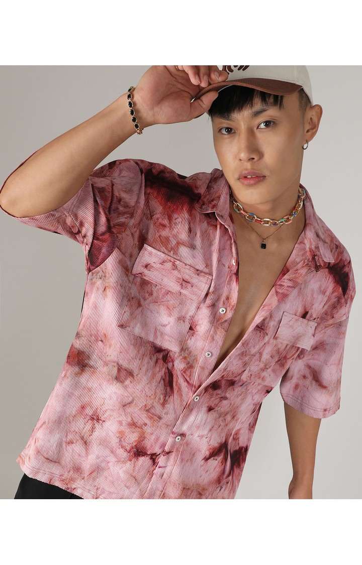 Men's Red Tie Dye Oversized Shirts
