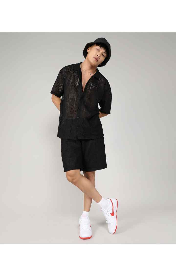 Men's Black Solid Co-ords