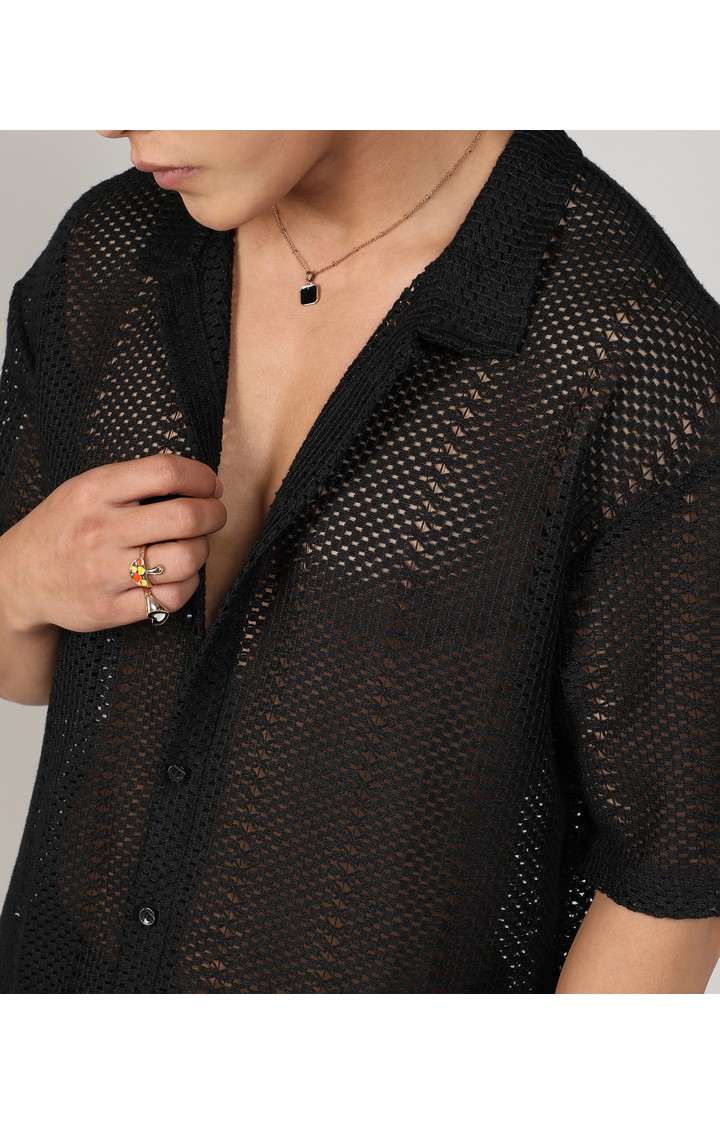 Men's Black Solid Co-ords