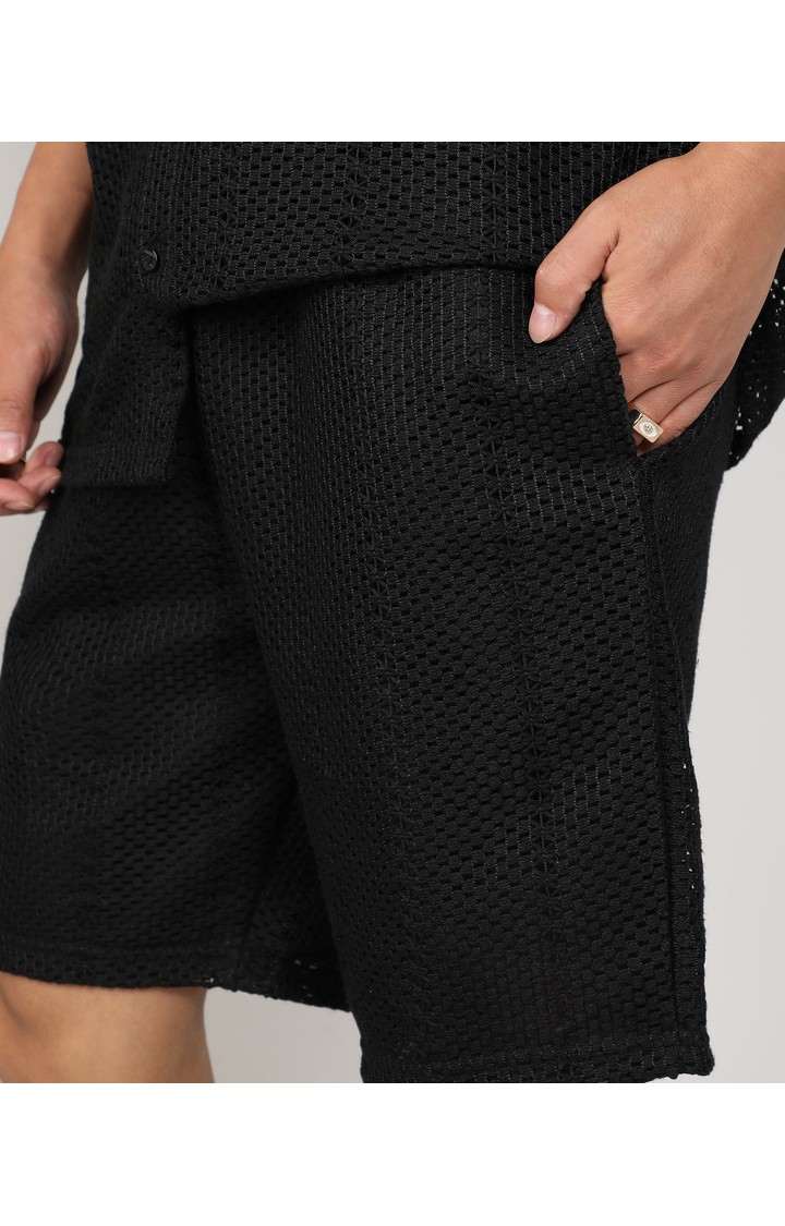 Men's Black Solid Co-ords