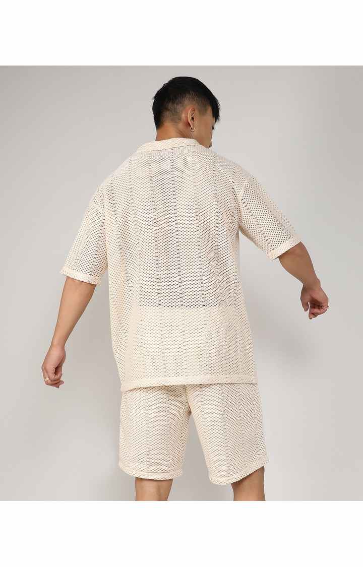 Men's White Solid Co-ords