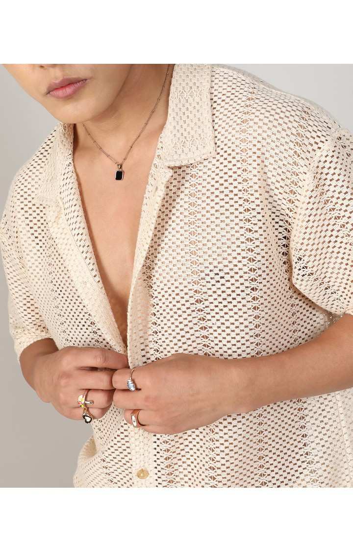 Men's White Solid Co-ords