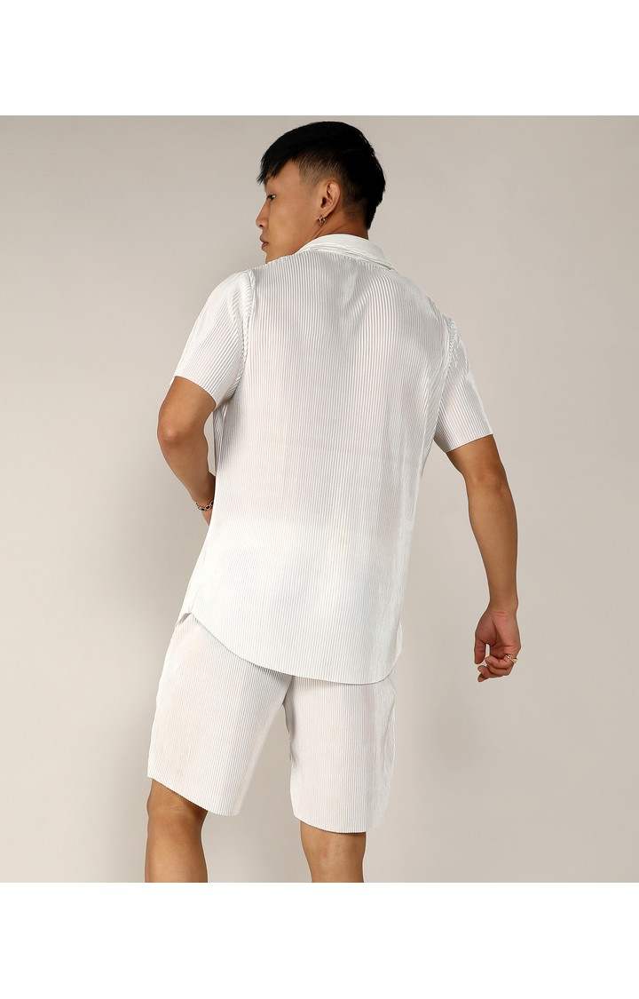 Men's White Solid Co-ords