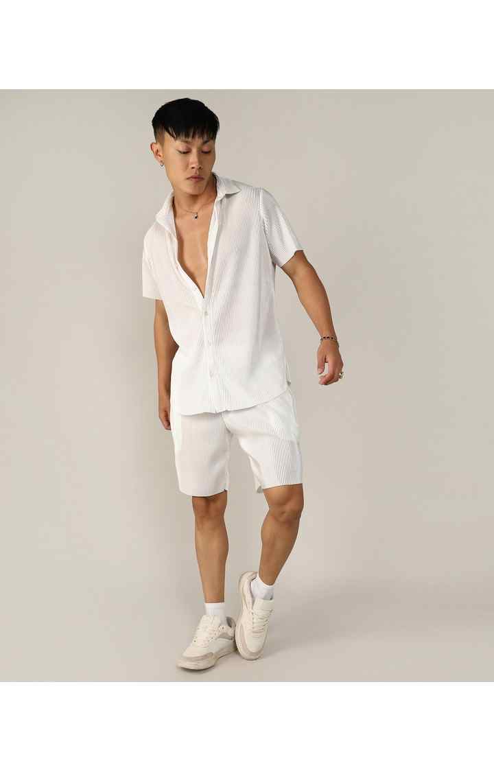 Men's White Solid Co-ords