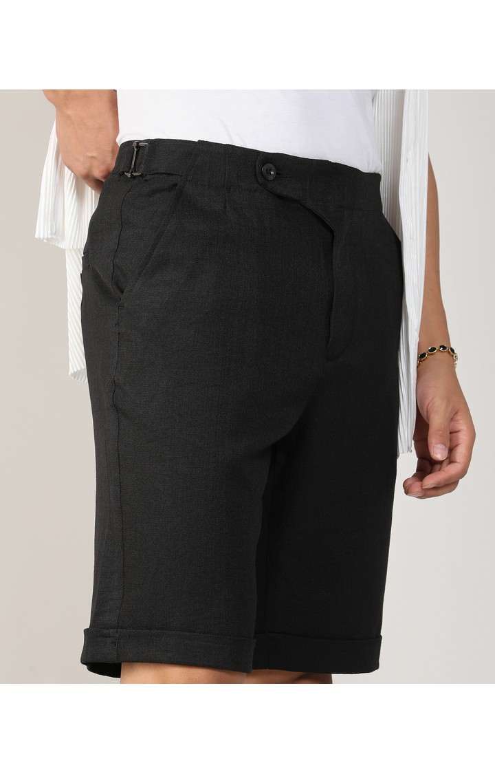 Men's Onyx Black Solid Polyester Shorts