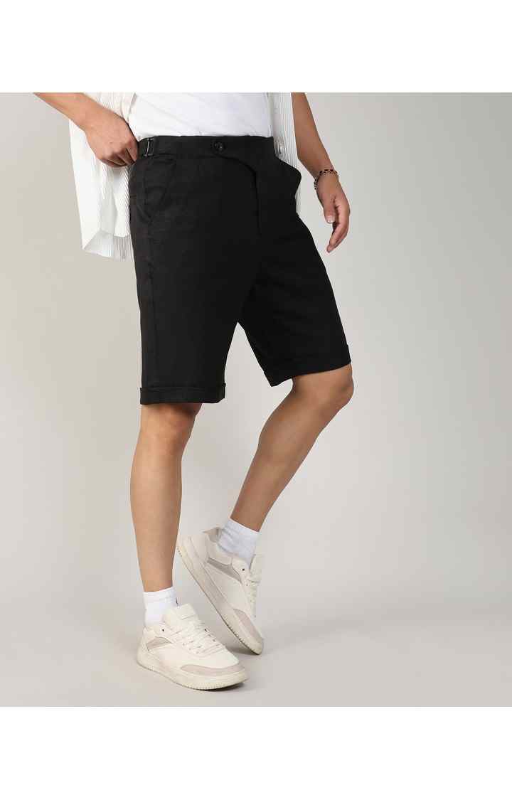 Men's Onyx Black Solid Polyester Shorts