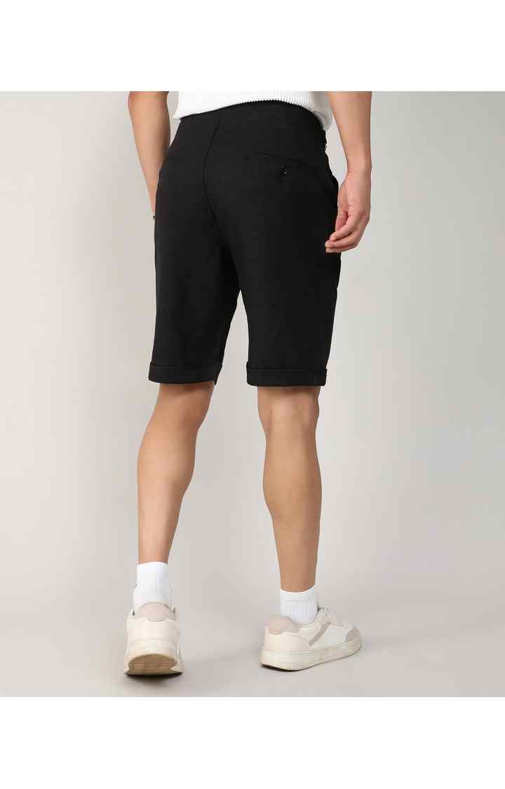 Men's Onyx Black Solid Polyester Shorts