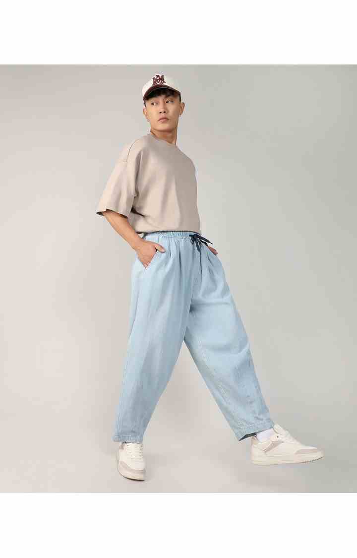 Men's Light Blue Solid Denim Jeans