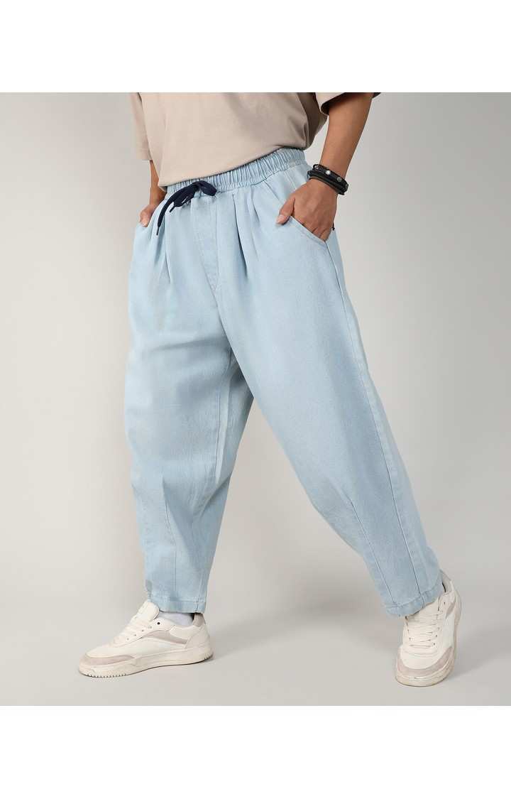 Men's Light Blue Solid Denim Jeans