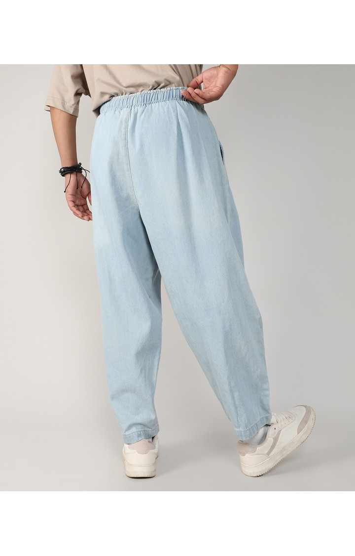 Men's Light Blue Solid Denim Jeans