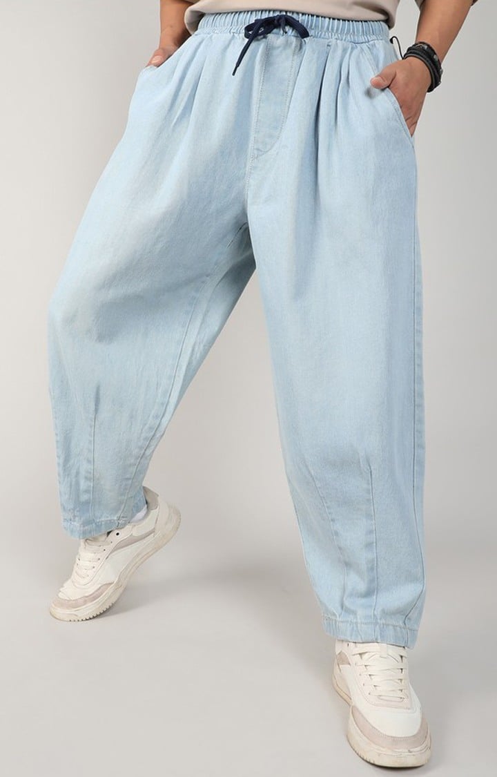 Men's Light Blue Solid Denim Jeans