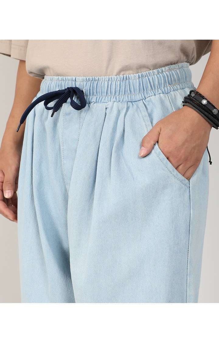 Men's Light Blue Solid Denim Jeans