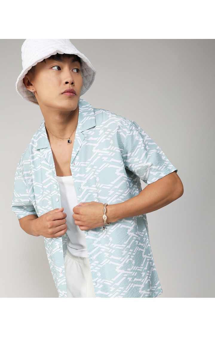 Men's Blue Printed Casual Shirts