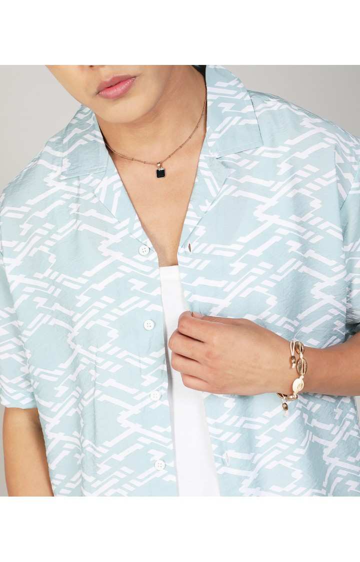 Men's Blue Printed Casual Shirts