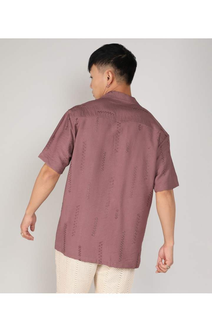 Men's Brown Embroidered Casual Shirts