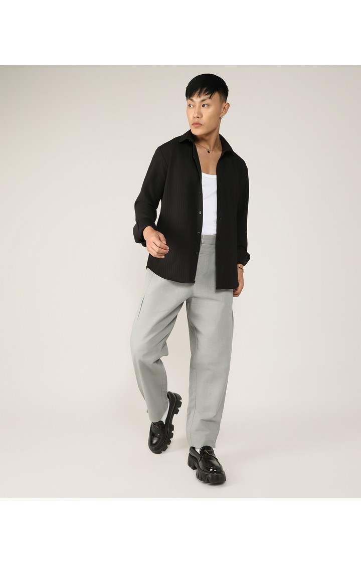 Men's Black Solid Casual Shirts