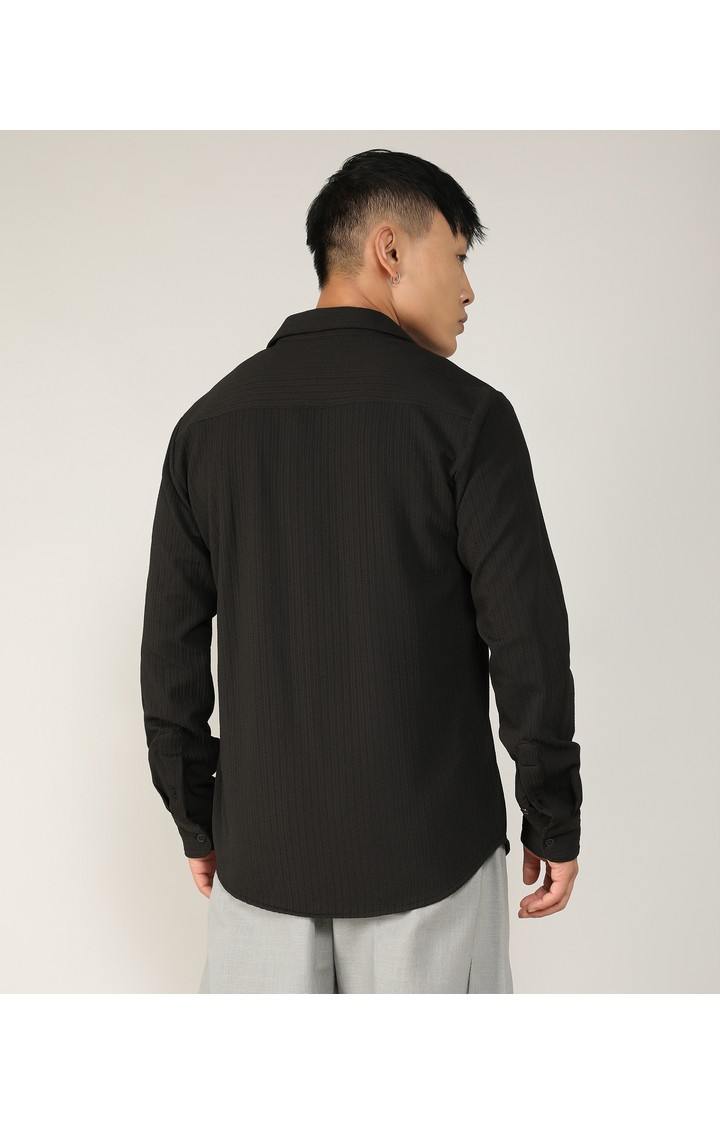 Men's Black Solid Casual Shirts