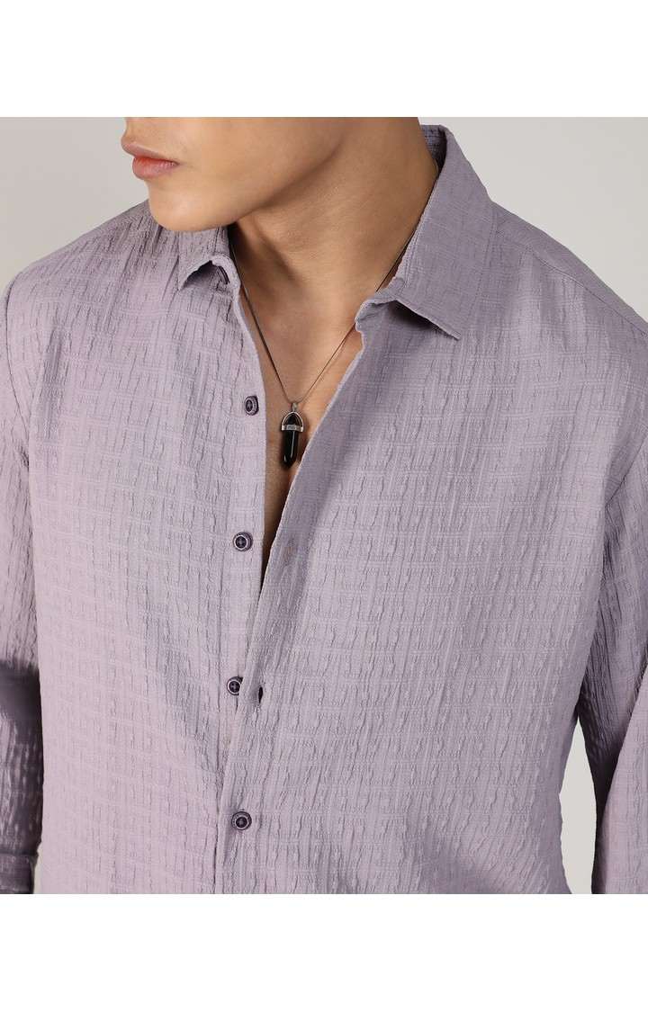 Men's Purple Solid Casual Shirts