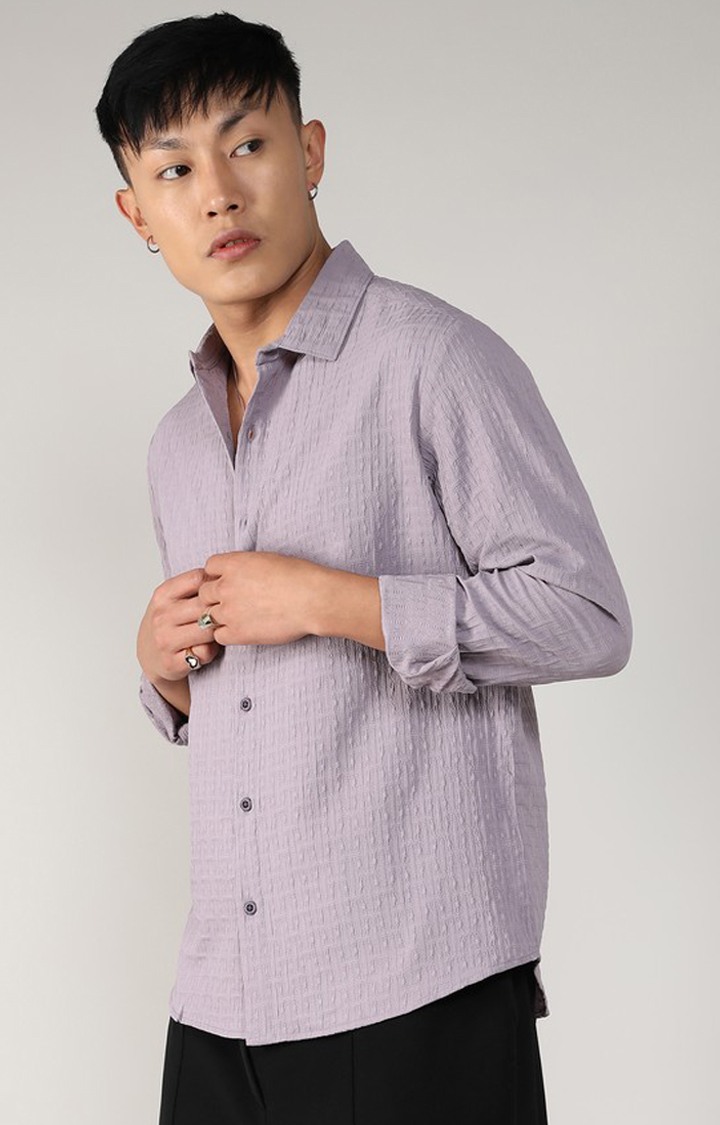 Men's Purple Solid Casual Shirts