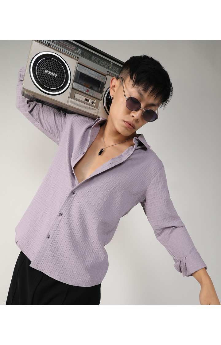 Men's Purple Solid Casual Shirts