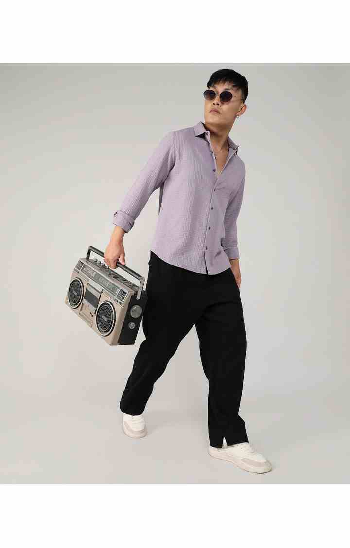 Men's Purple Solid Casual Shirts