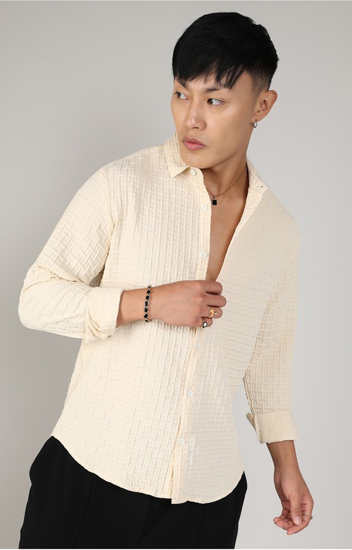 Men's Yellow Solid Casual Shirts
