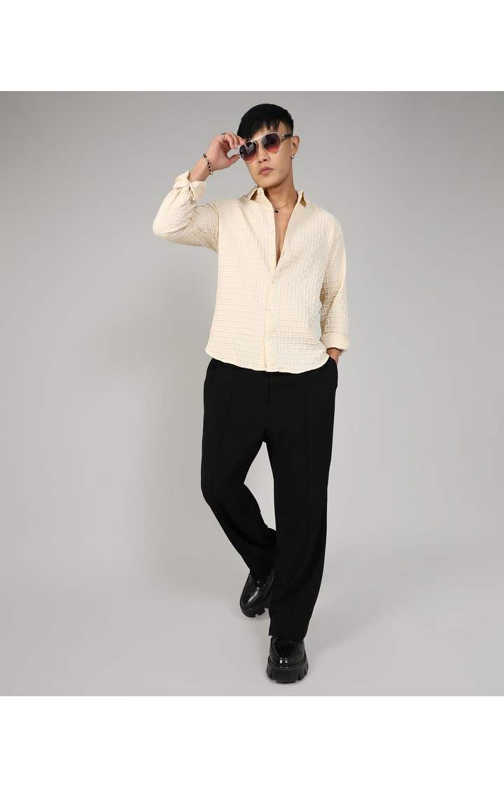 Men's Yellow Solid Casual Shirts