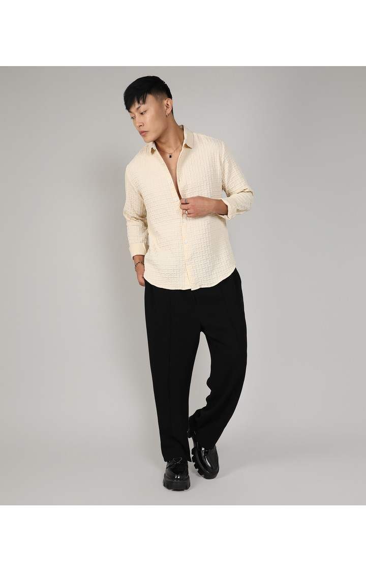 Men's Yellow Solid Casual Shirts