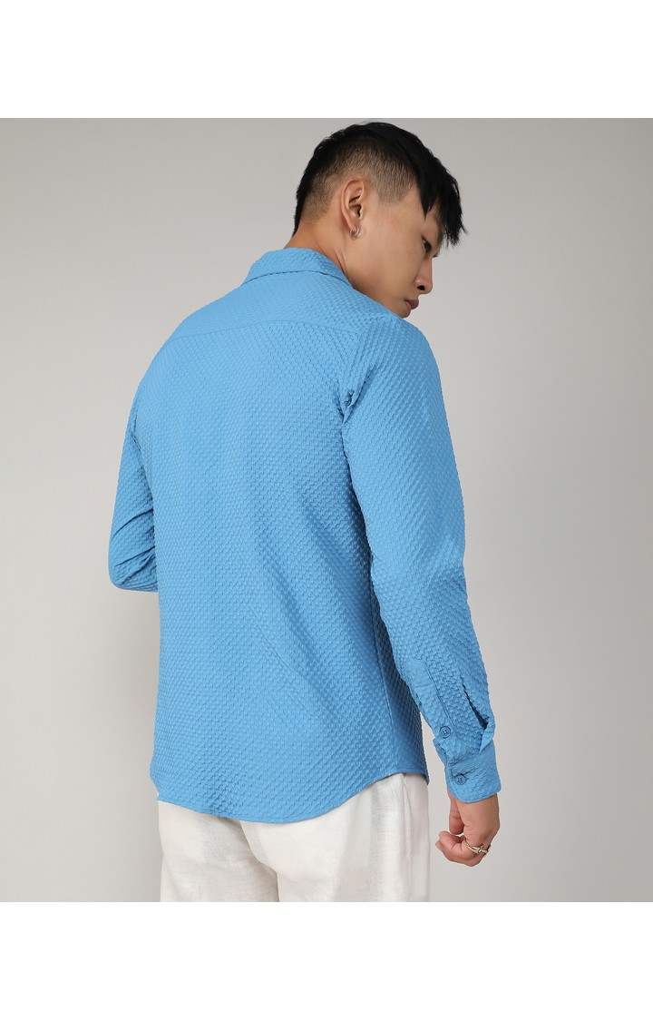 Men's Blue Solid Casual Shirts