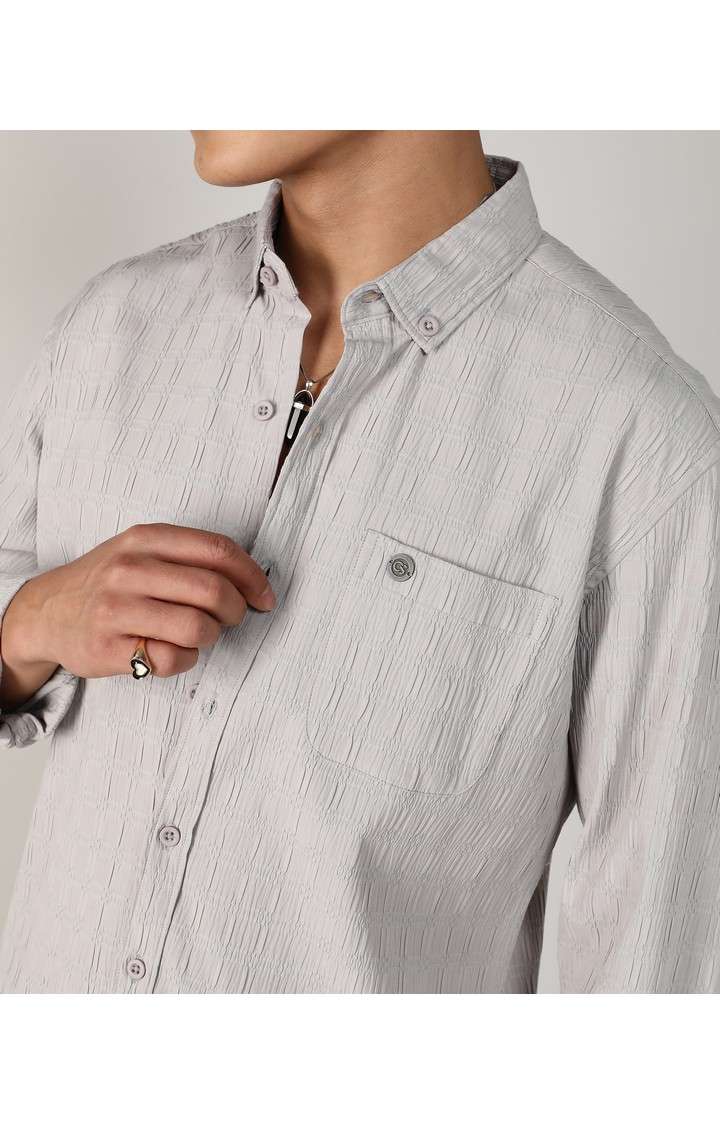 Men's Grey Solid Casual Shirts