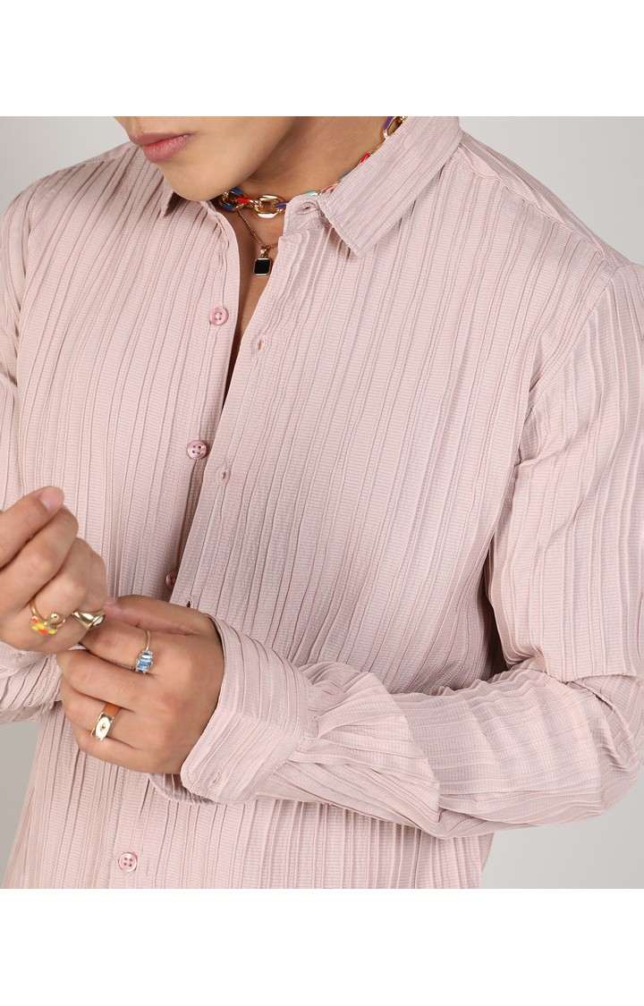 Men's Pink Solid Casual Shirts