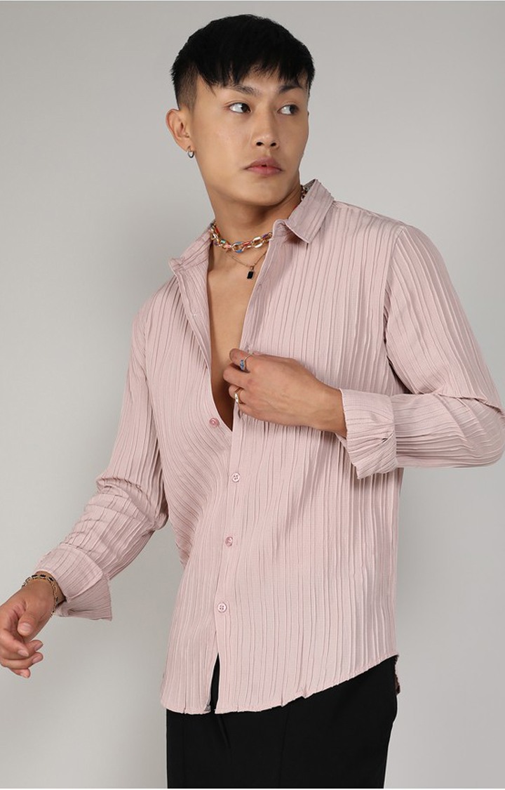 Men's Pink Solid Casual Shirts
