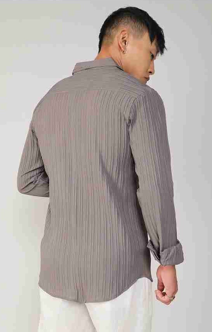 Men's Grey Solid Casual Shirts