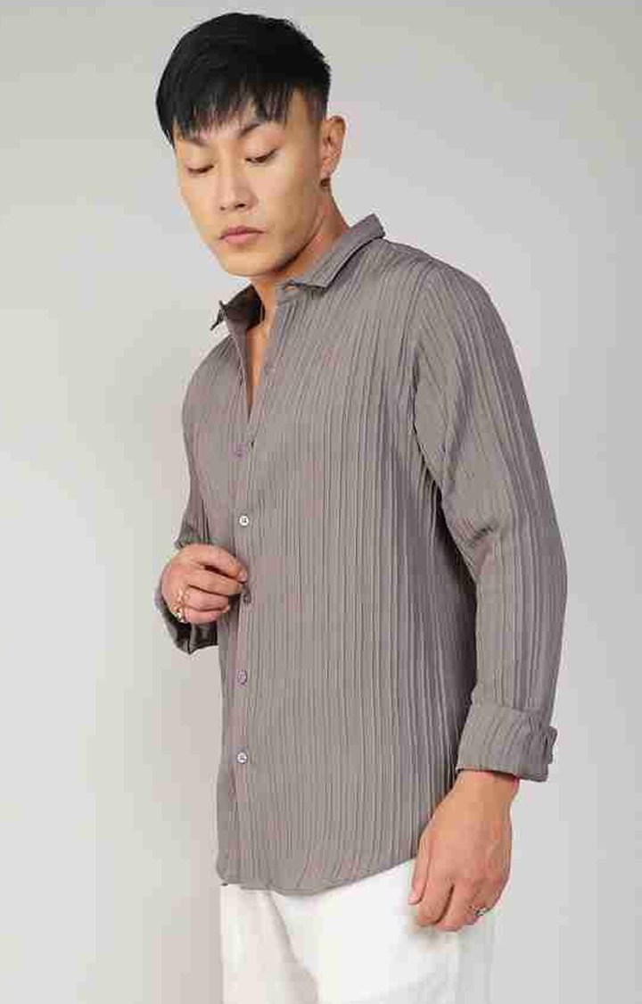 Men's Grey Solid Casual Shirts