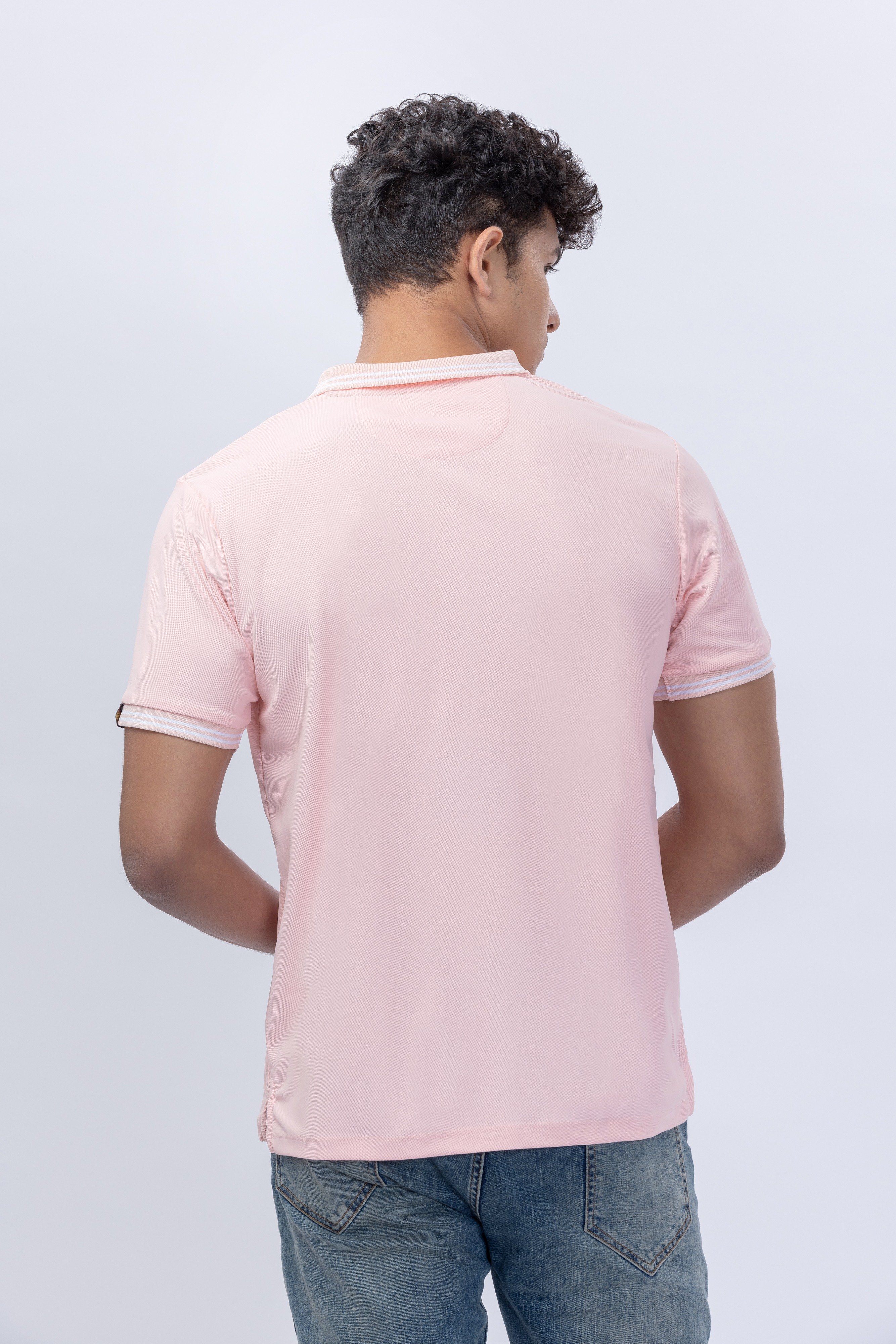 Peach Polo T-Shirt With Contrast Collar