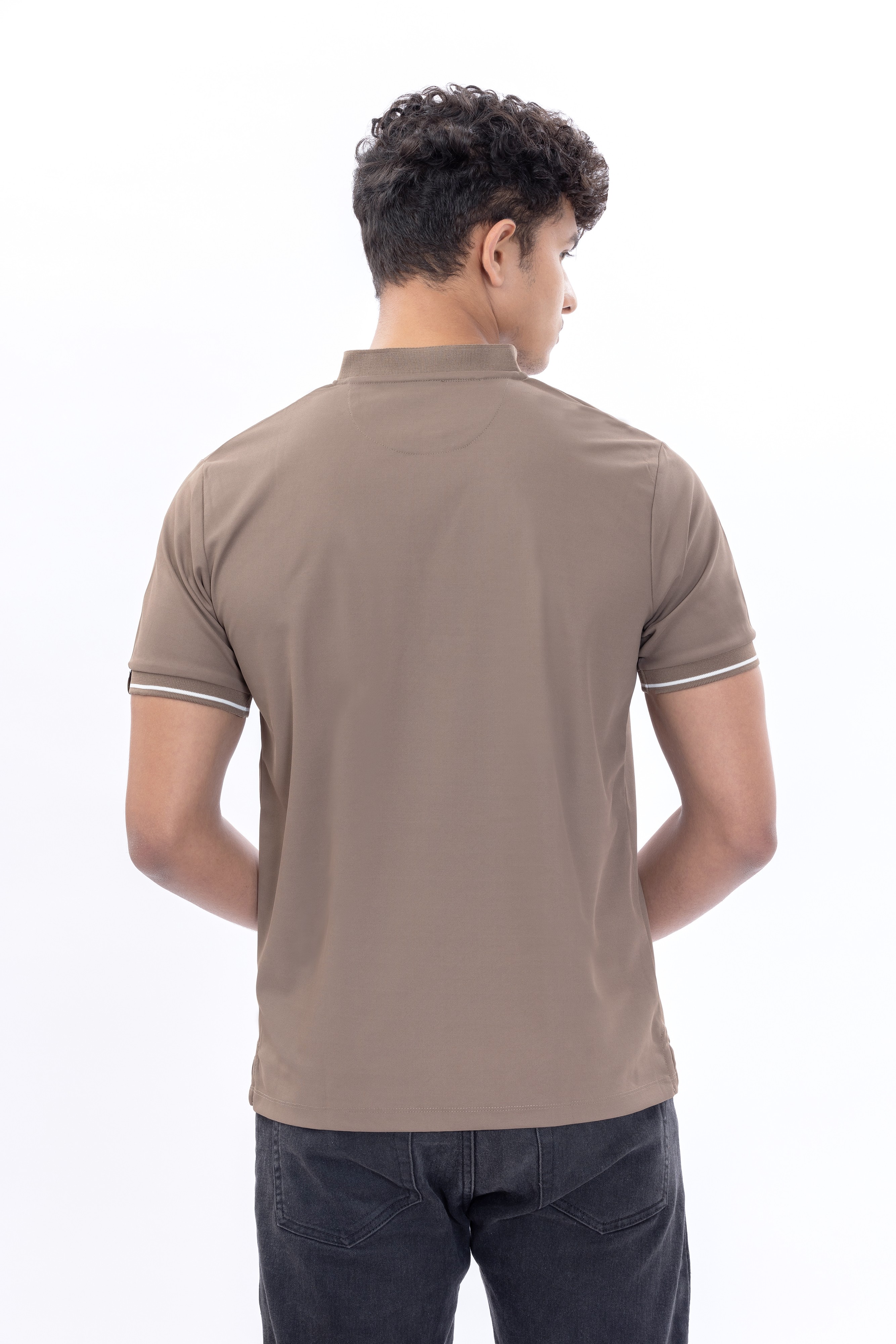 Chocolate Chip Polo With Mandarin Collar
