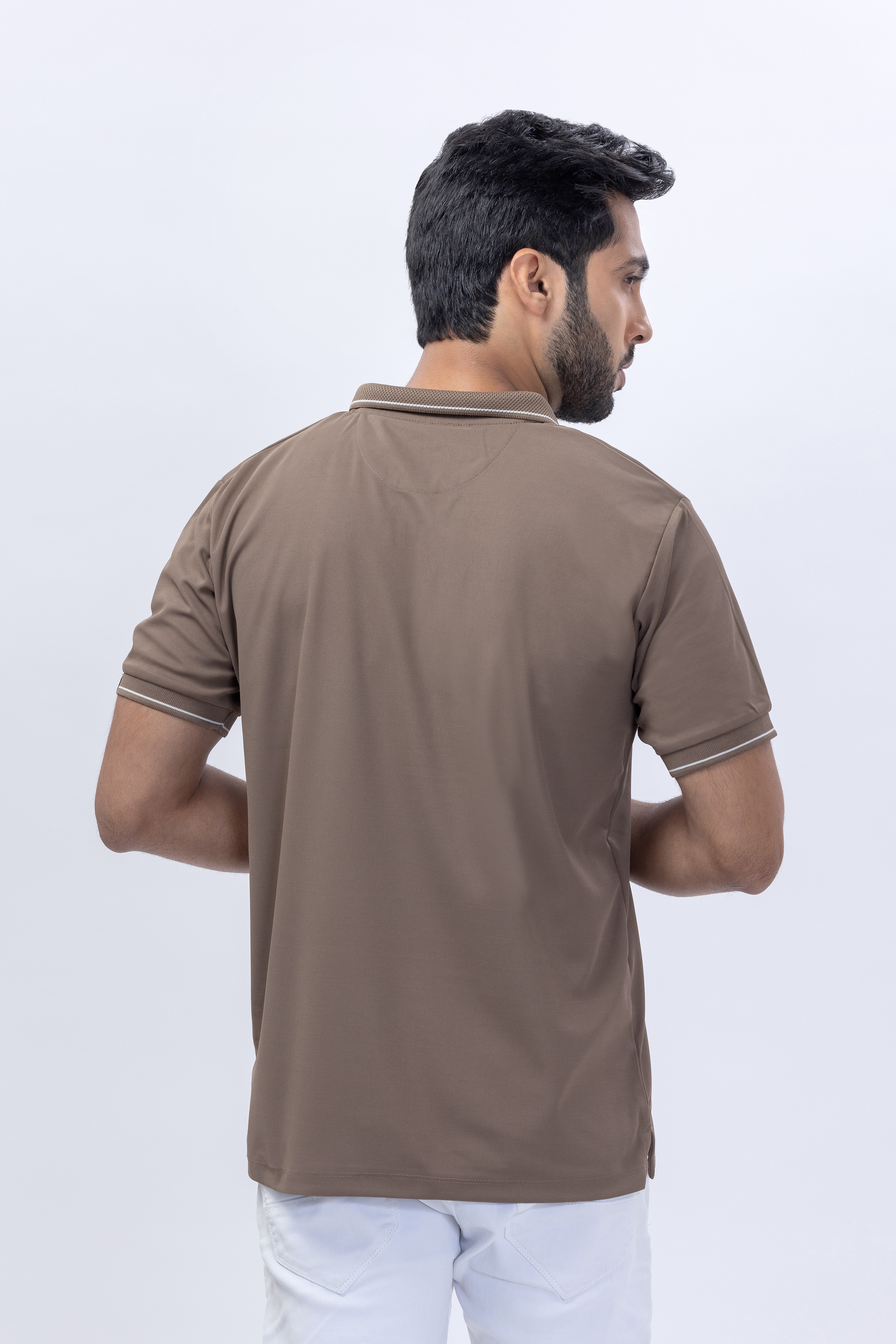 Chocolate Chip Polo With Jacquard Collar