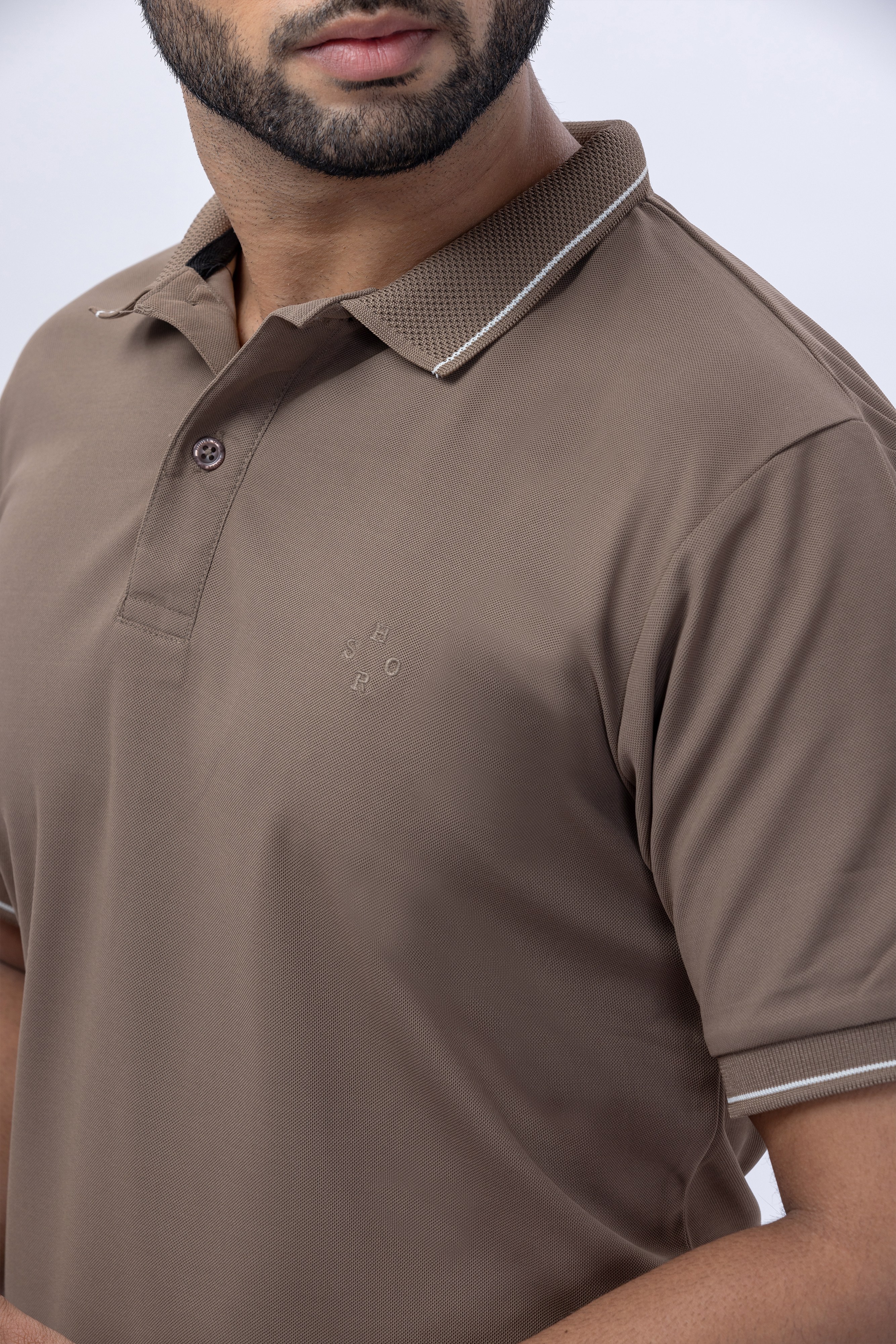 Chocolate Chip Polo With Jacquard Collar