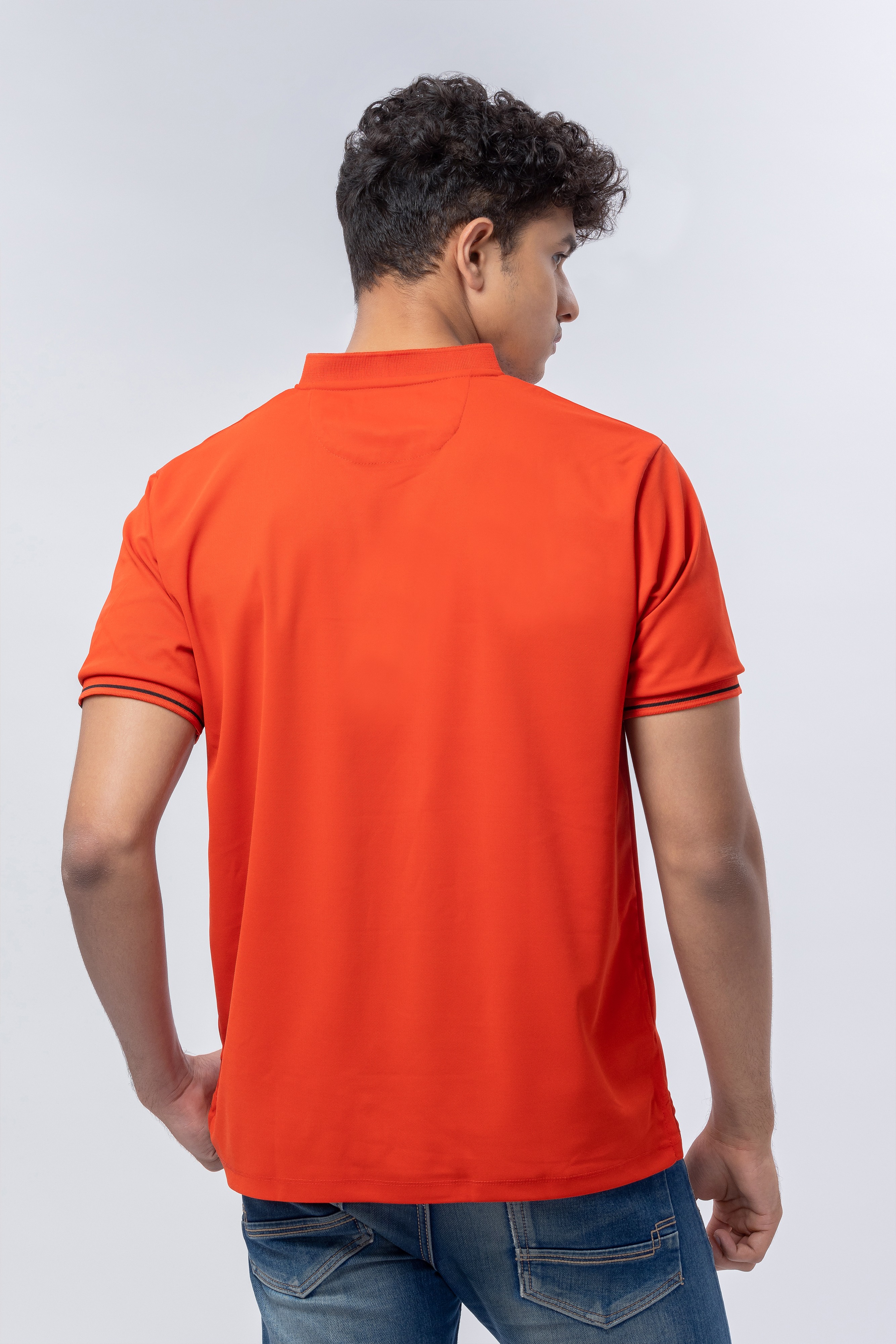 Aurora Red Polo With Mandarin collar & Zipper