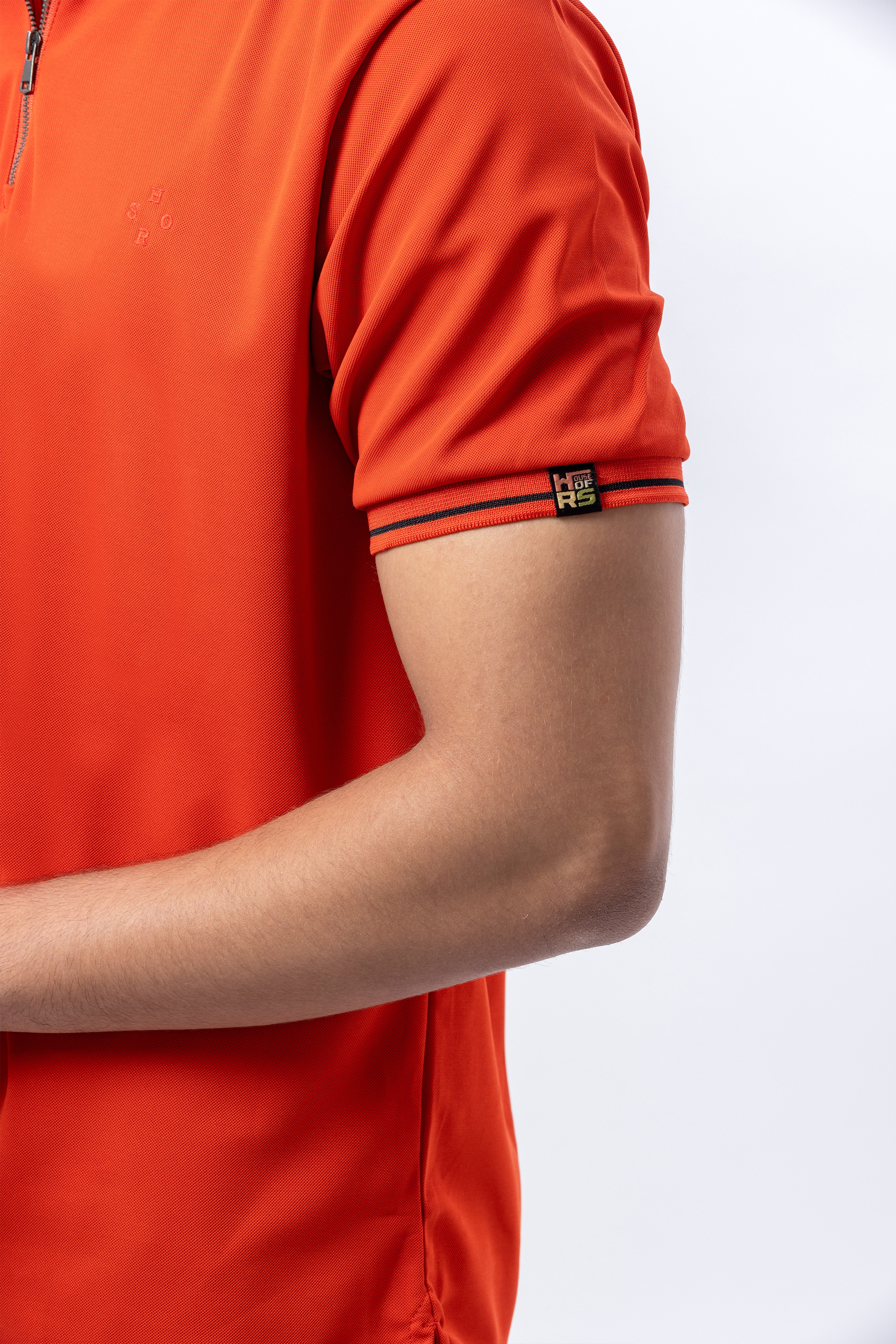 Aurora Red Polo With Mandarin collar & Zipper