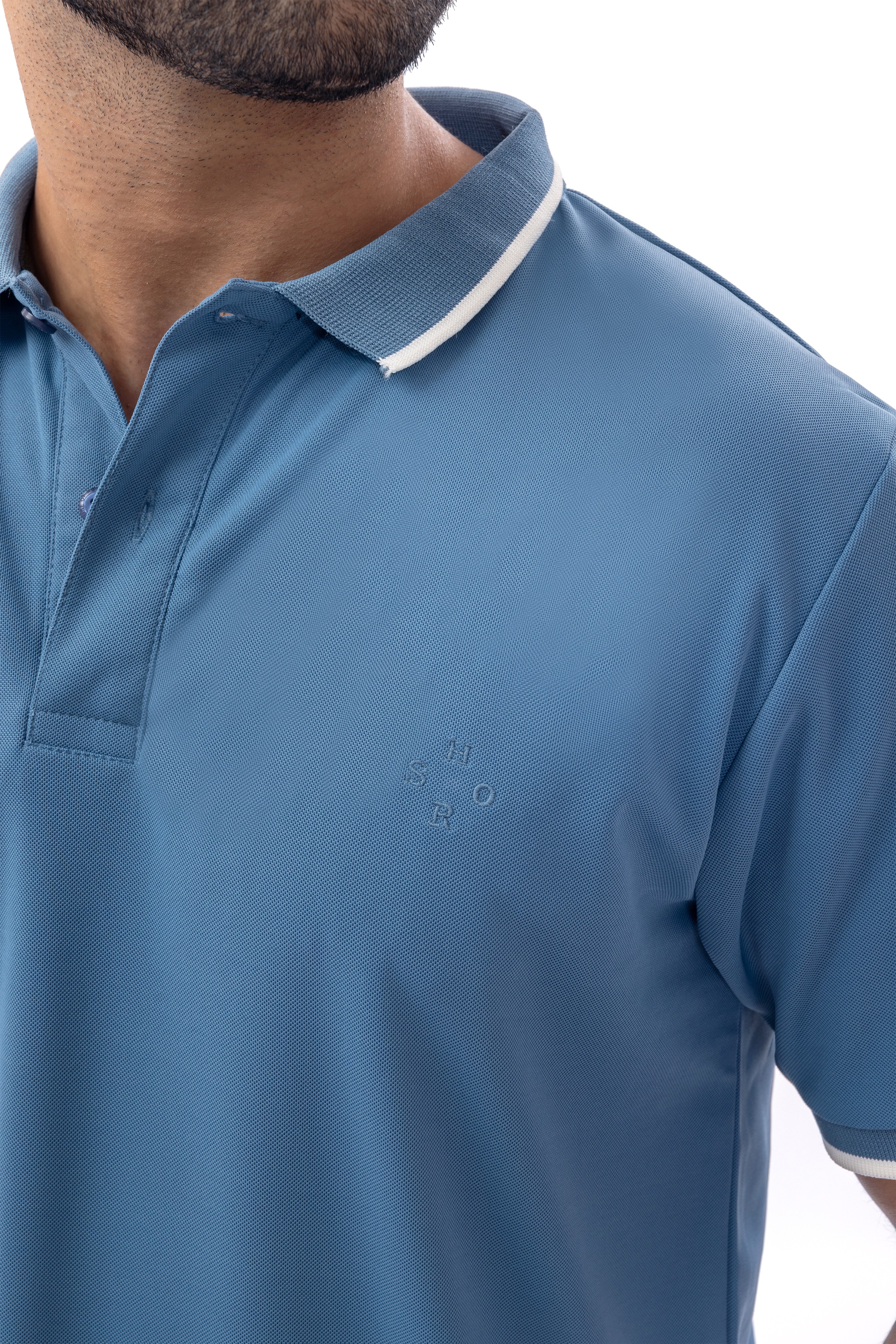 Classic Blue Polo With Contrast Collar