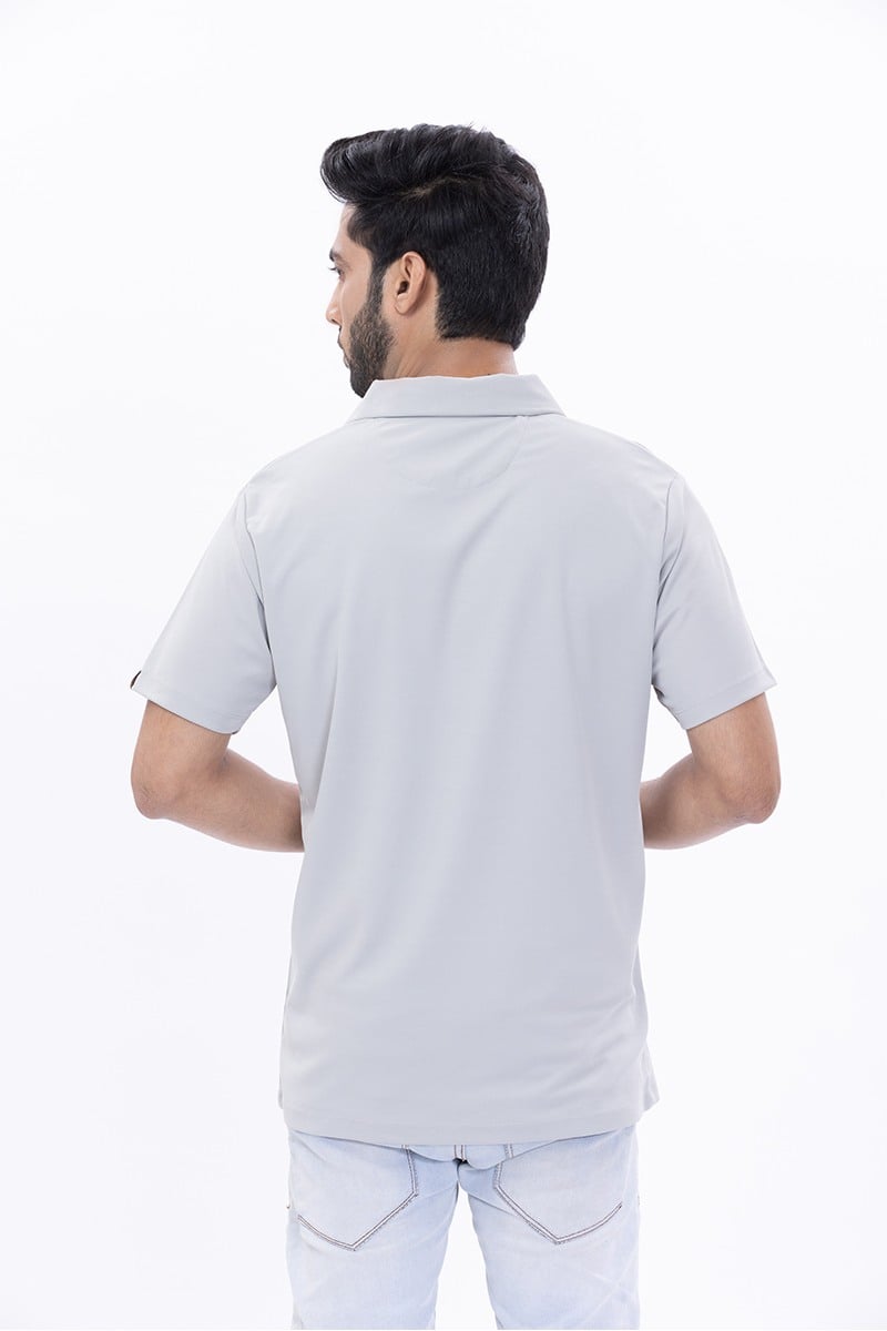Solid Light Grey Polo T-Shirt
