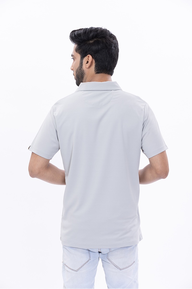 Solid Light Grey Polo T-Shirt
