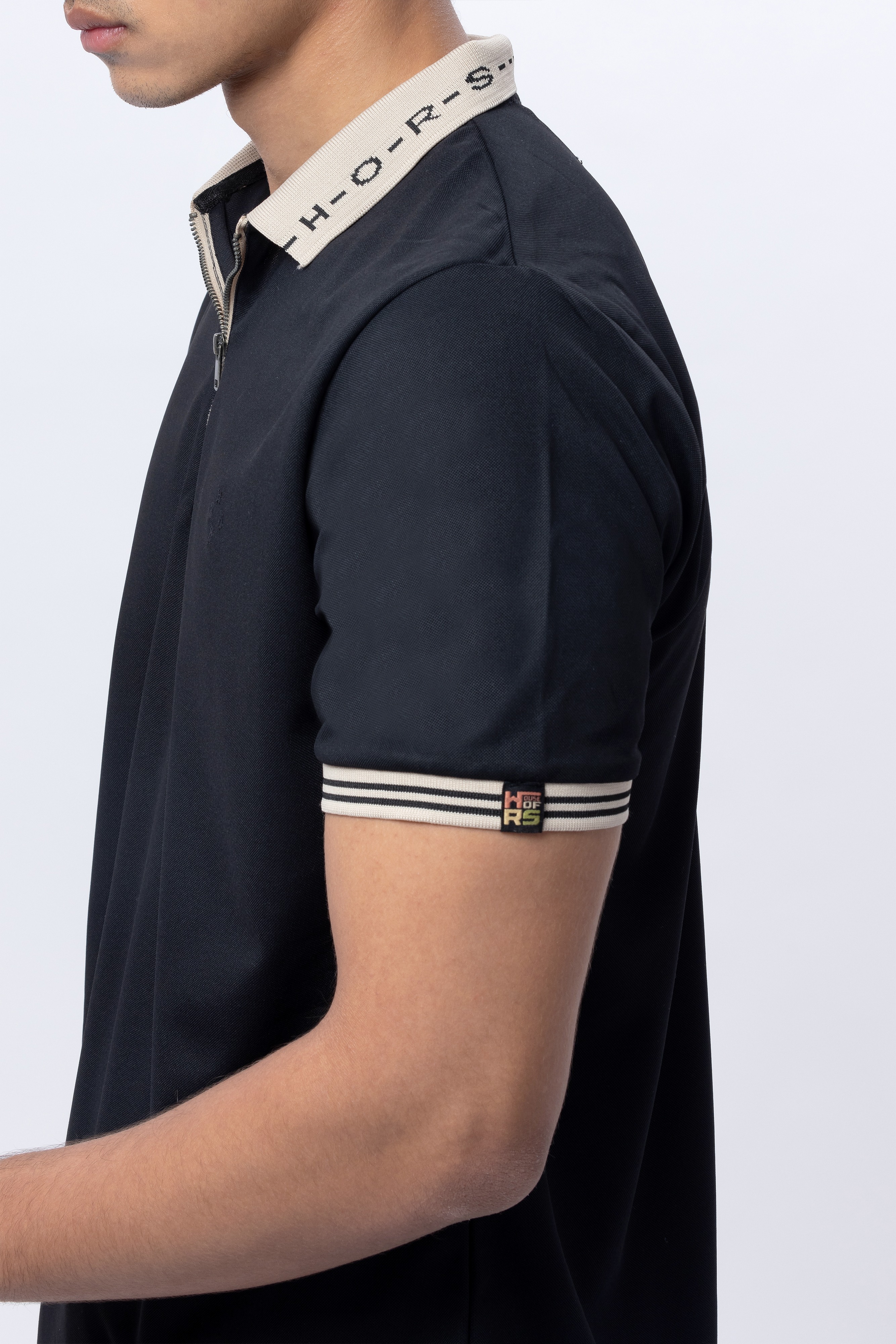 Black Polo T-Shirt With HORS Style