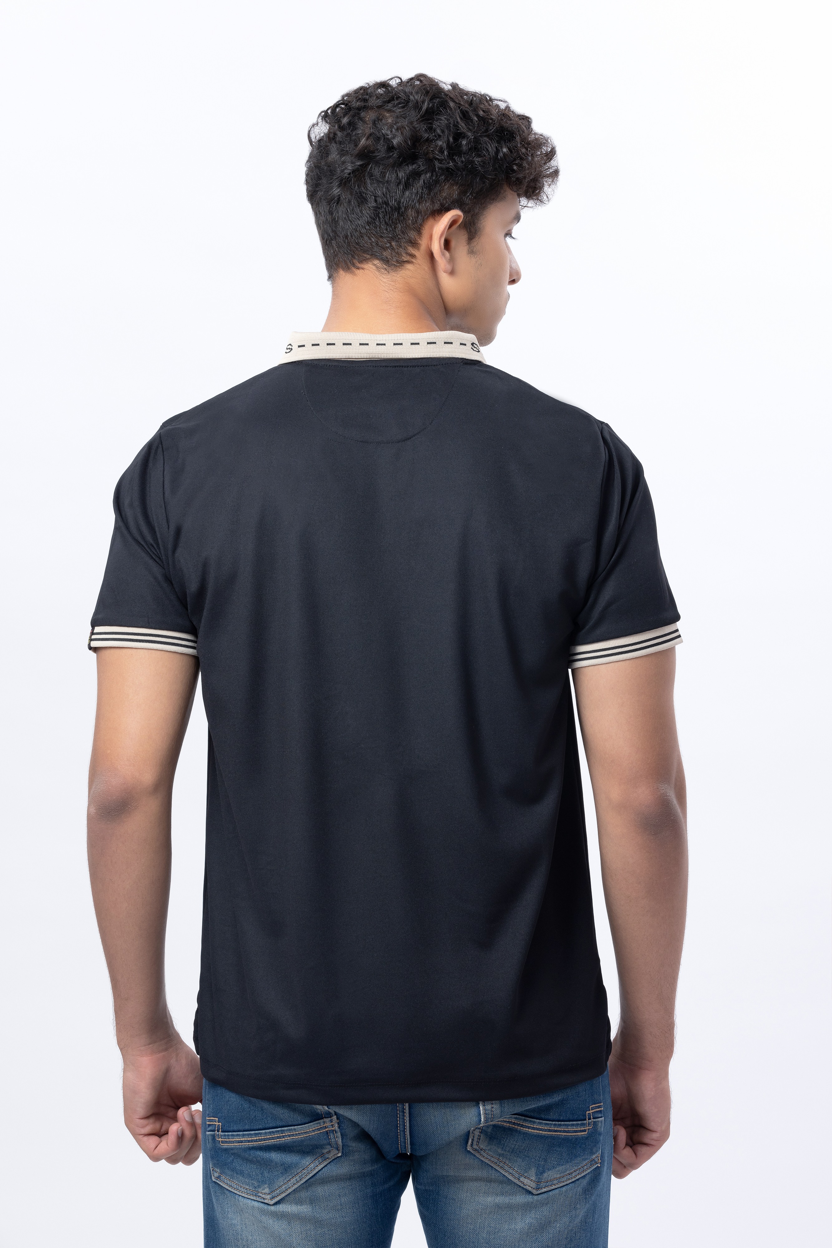 Black Polo T-Shirt With HORS Style