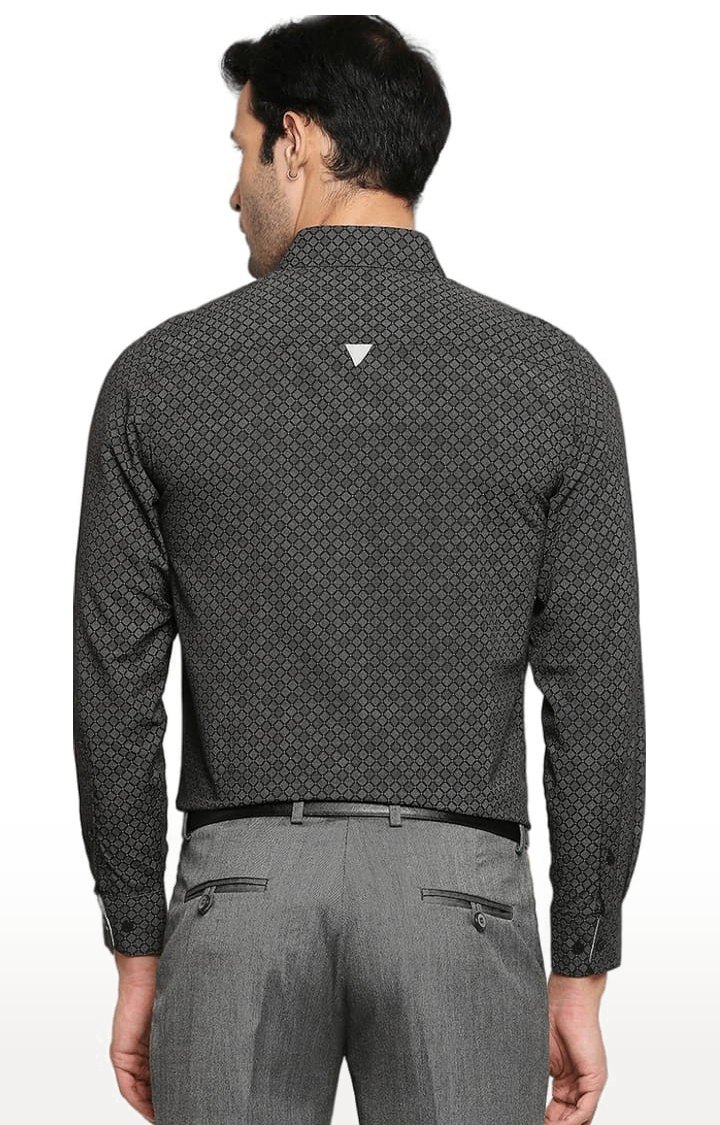 Men's Grey Cotton Blend Printed Formal Shirt
