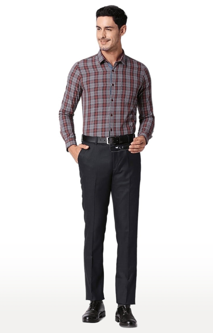 SOLEMIO | Men's Brown Cotton Checked Formal Shirt 1