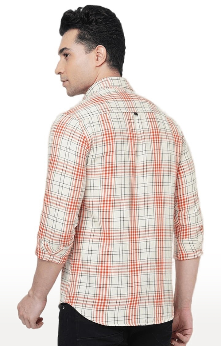 SOLEMIO | Men's Beige Cotton Checked Casual Shirt 3