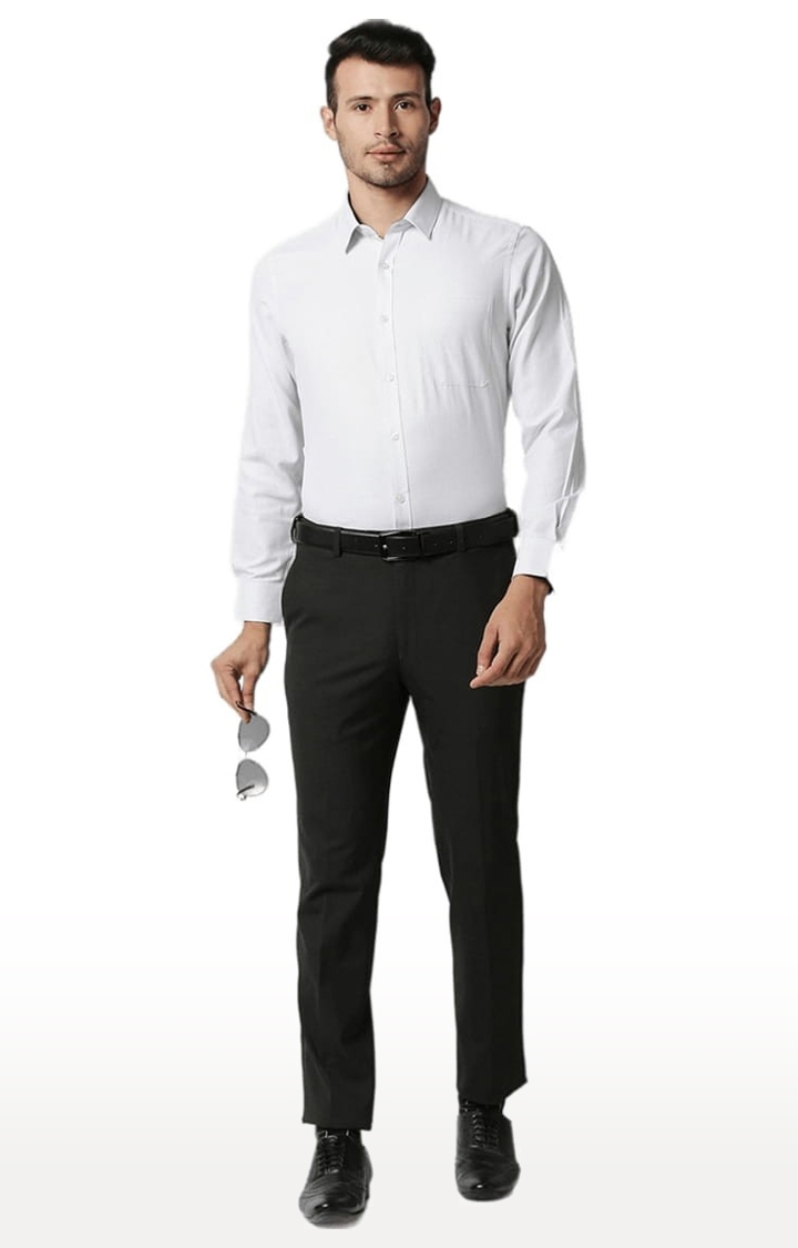 SOLEMIO | Men's White Cotton Striped Formal Shirt 1